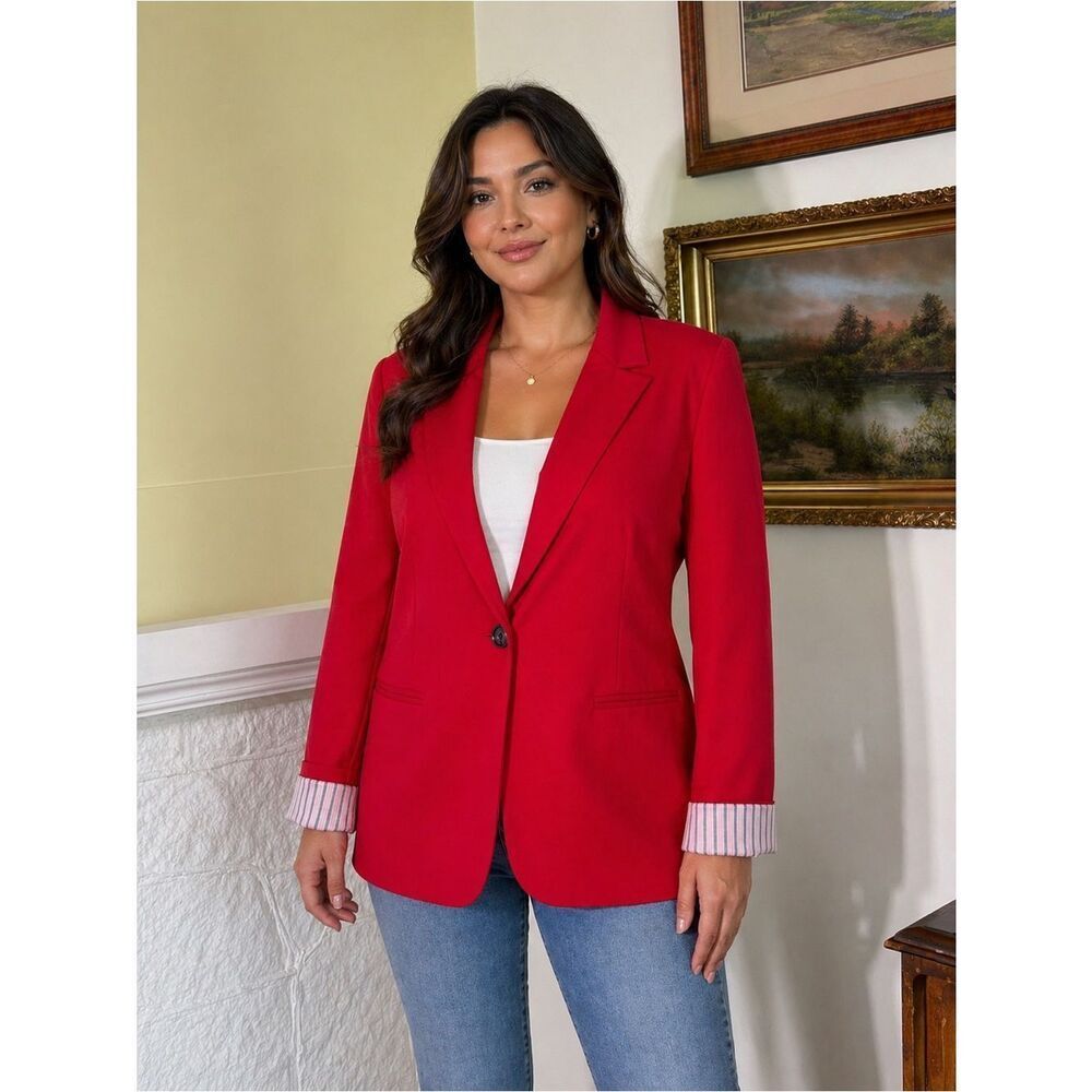 Forever 21+ Red Single Breasted Suit Coat Jacket Size 1X